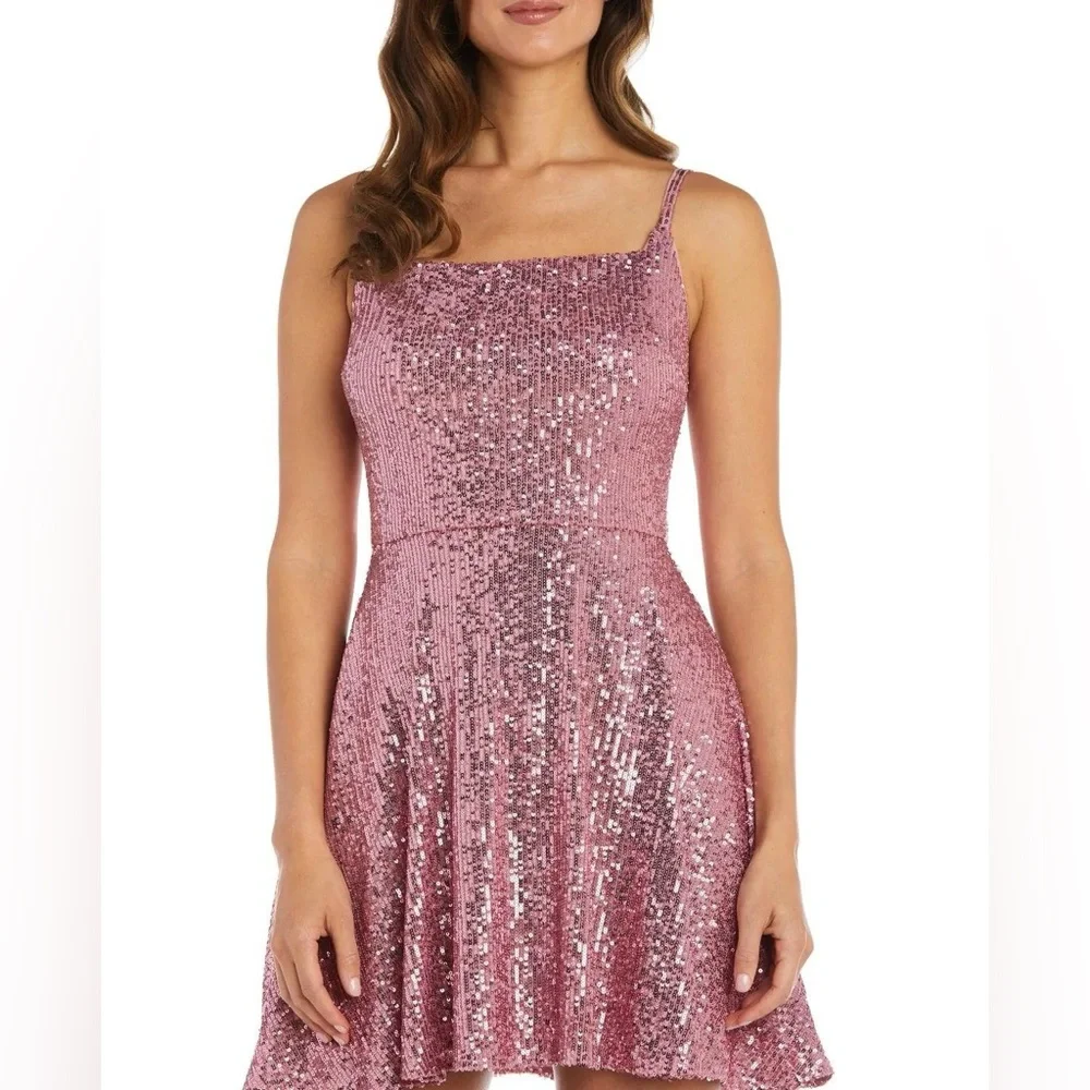 Morgan and Co Pink Sequin Dress - Size 3